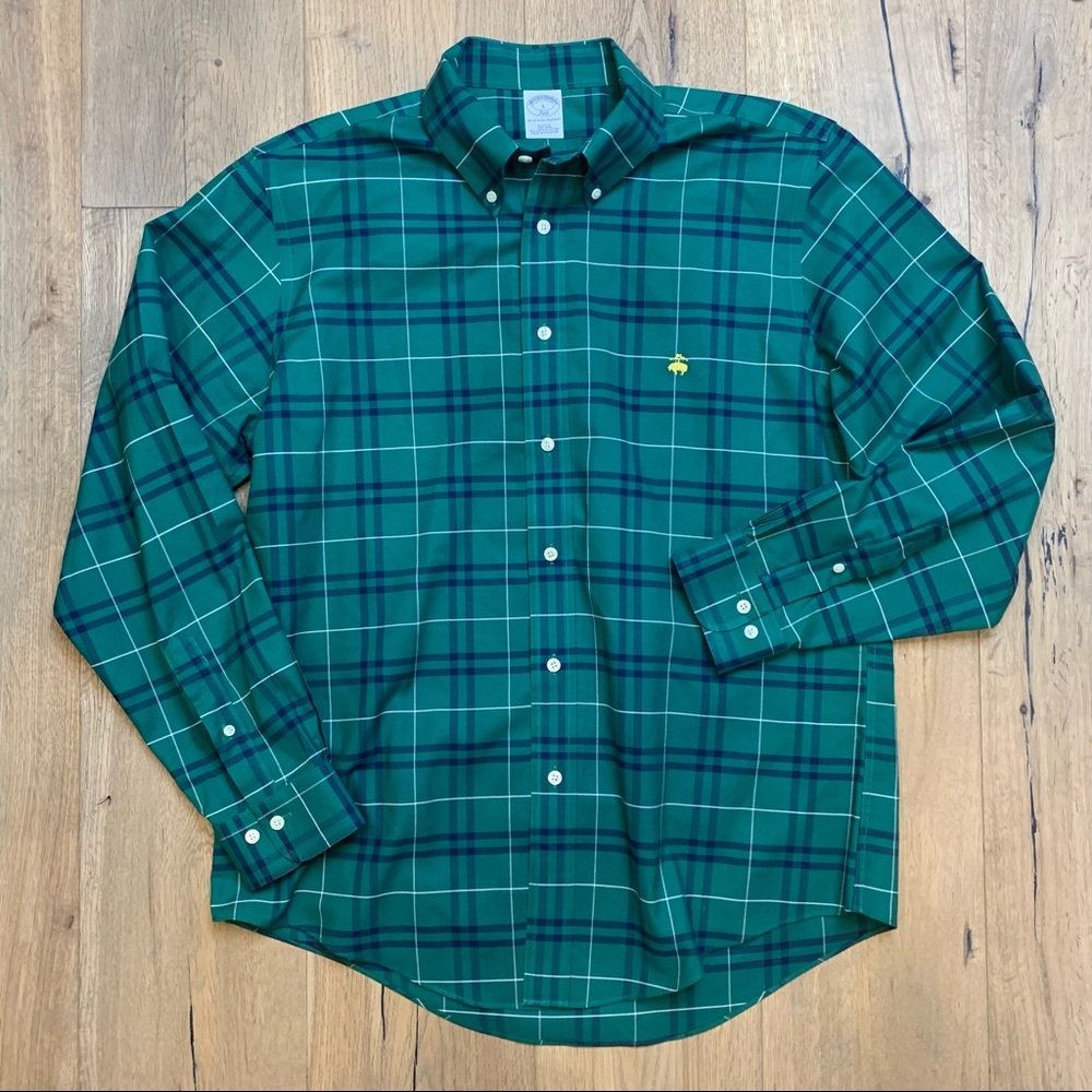 BROOKS BROTHERS Forest Green Plaid Dress Shirt